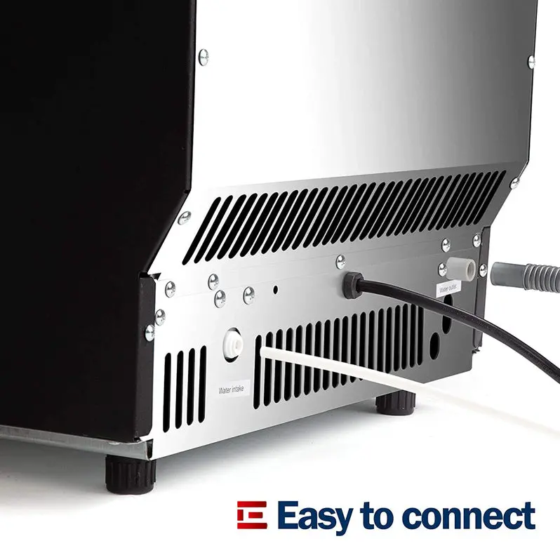 Euhomy Commercial Undercounter Ice Maker – 100 lbs/24H Output, Dual Water Inlet, 33 lb Storage Bin