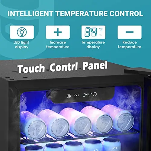 EUHOMY Glass-Door Beverage Cooler – 126-Can Mini Fridge for Drinks & Snacks