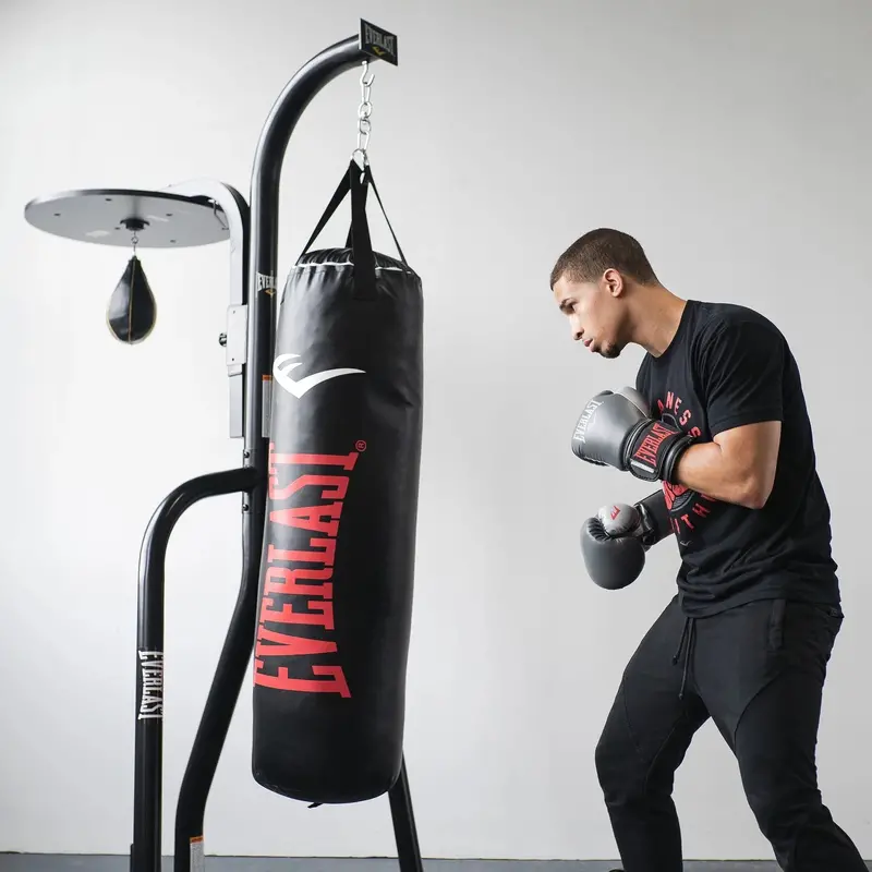 Everlast Dual-Station Heavy-Duty Speed and Heavy Bag Stand – Powder-Coated Steel Frame