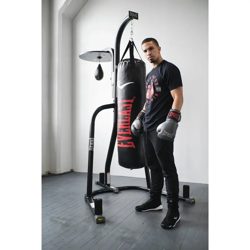 Everlast Dual-Station Heavy-Duty Speed and Heavy Bag Stand – Powder-Coated Steel Frame