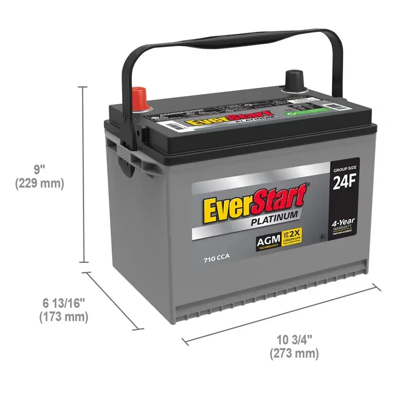EverStart Platinum AGM Automotive Battery – Group 24F, 12V, 750 CCA, Made in USA