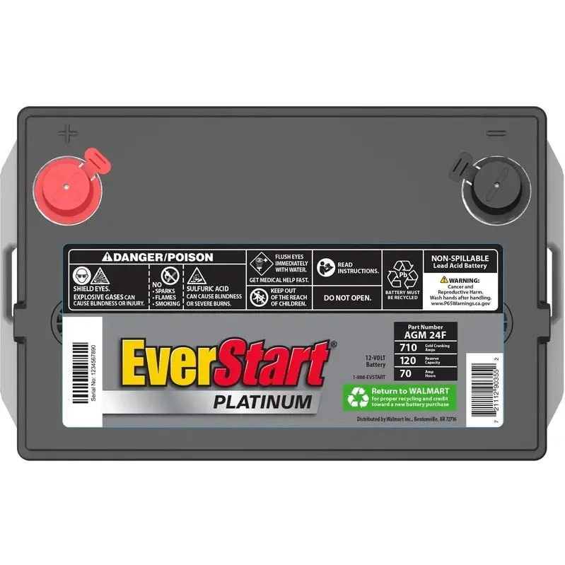 EverStart Platinum AGM Automotive Battery – Group 24F, 12V, 750 CCA, Made in USA