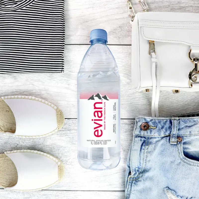 Evian Natural Spring Water – 1-Liter Bottles, 12-Pack for Pure, Mineral-Rich Hydration