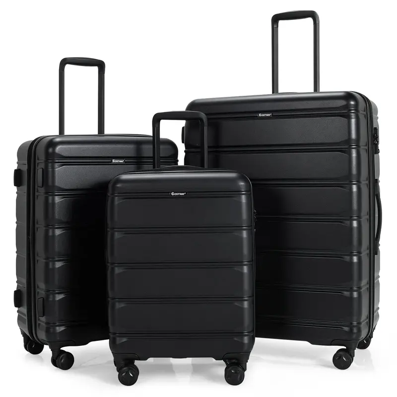 Expandable 3-Piece Spinner Luggage Set for Travel