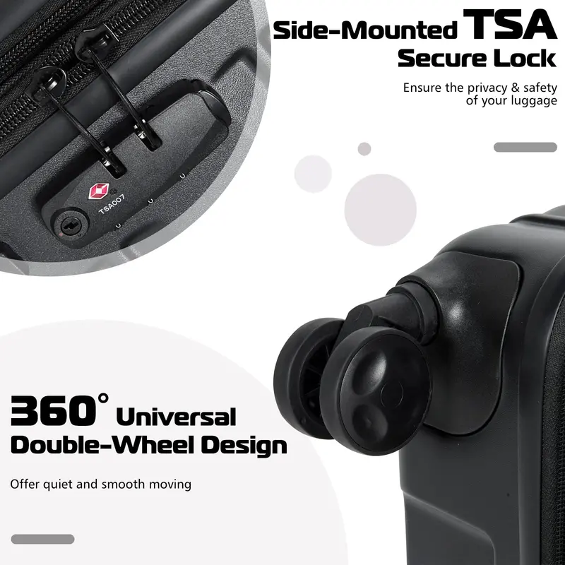 Expandable 3-Piece Spinner Luggage Set for Travel