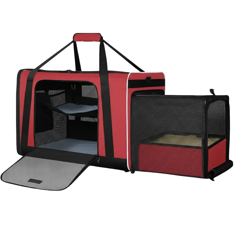 Expandable Car Carrier with Built-In Litter Compartment – 24" x 17" x 17" Dimensions