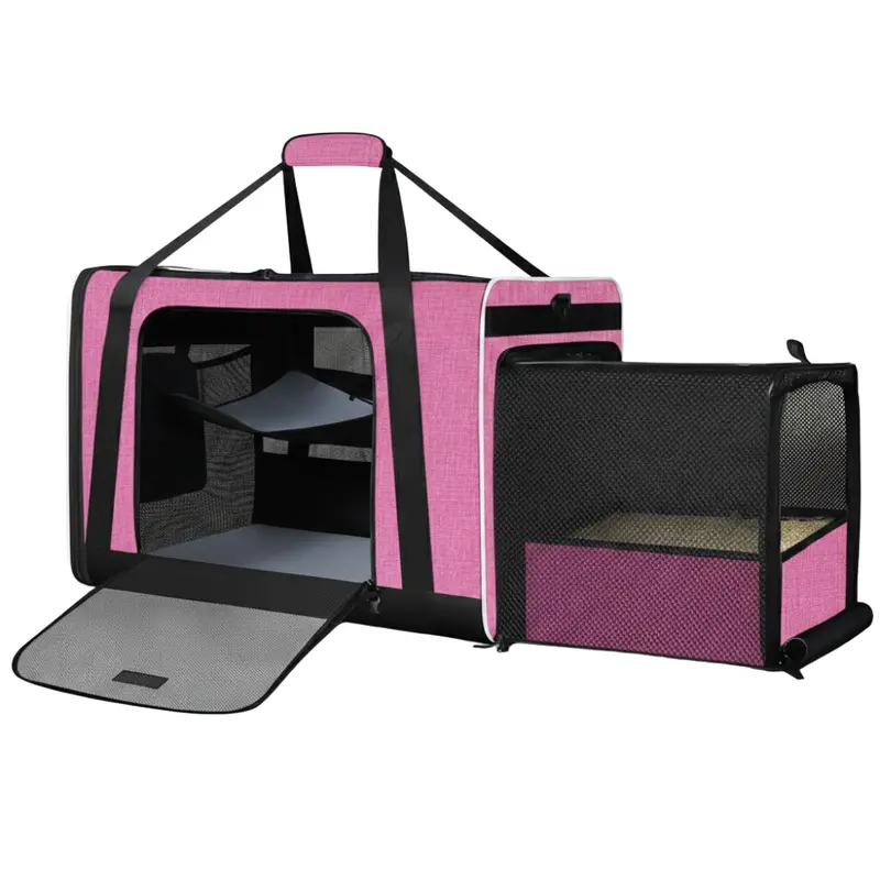 Expandable Car Carrier with Built-In Litter Compartment – 24" x 17" x 17" Dimensions