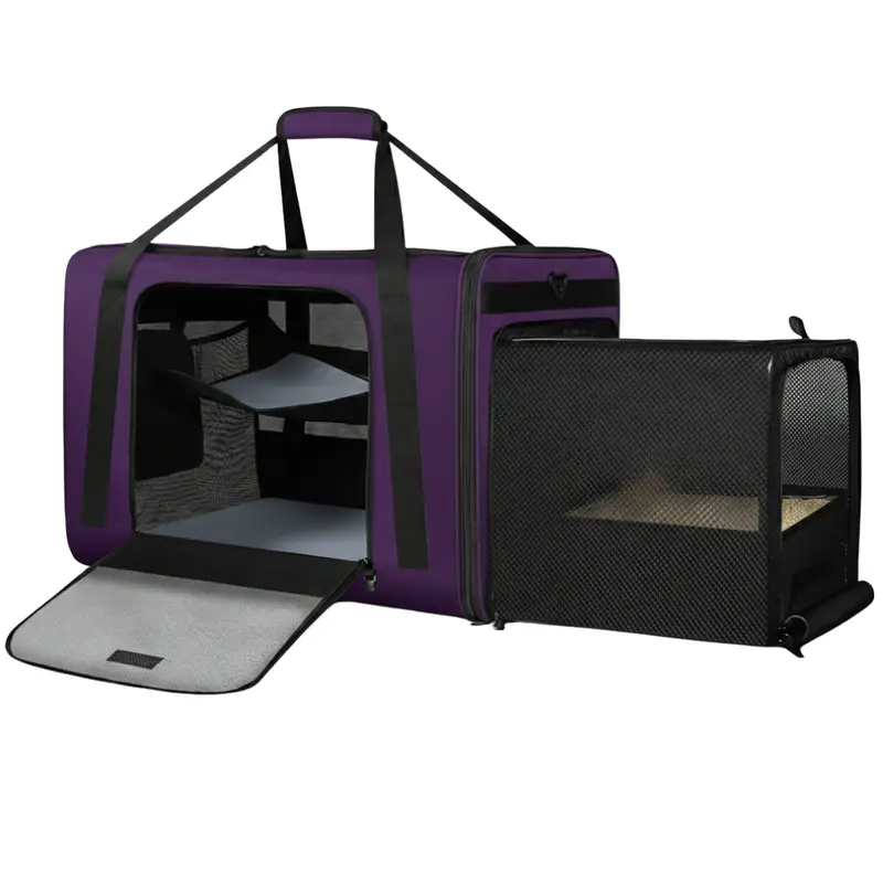 Expandable Car Carrier with Built-In Litter Compartment – 24" x 17" x 17" Dimensions