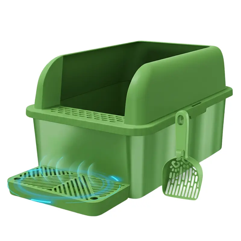 Extra-Large High-Sided Cat Litter Box with Stainless Steel Pan & Scoop