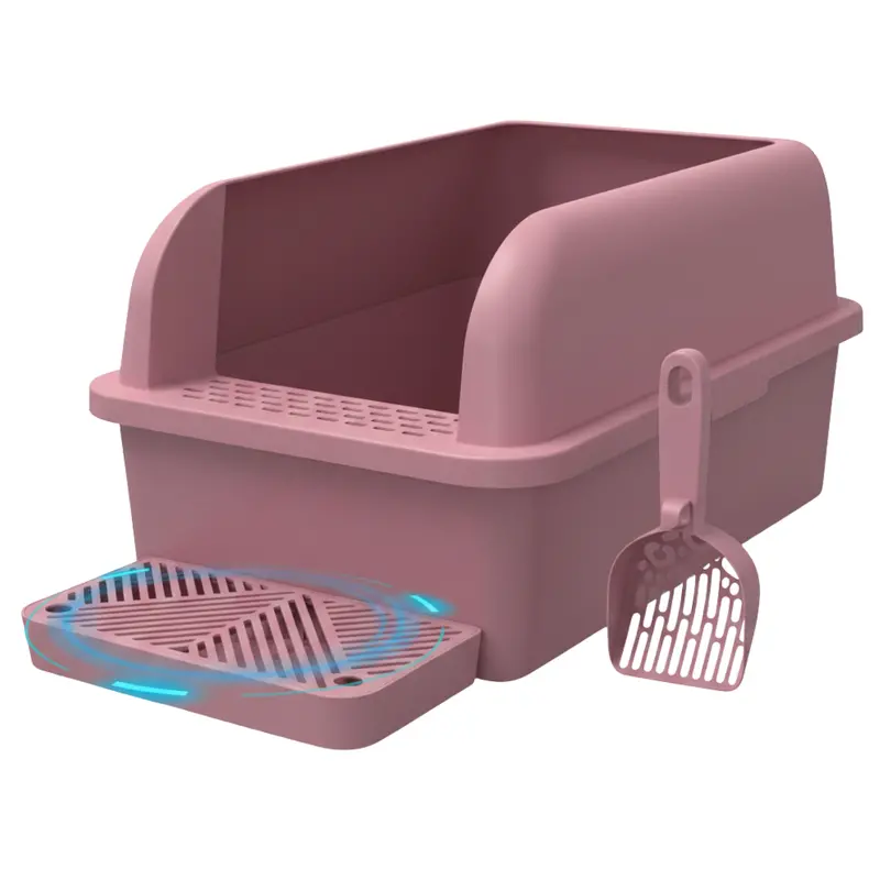 Extra-Large High-Sided Cat Litter Box with Stainless Steel Pan & Scoop