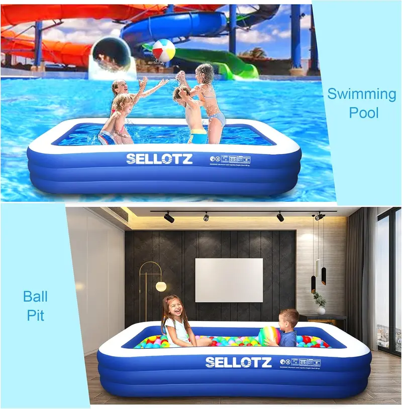 Extra-Large Inflatable Family Pool – 120" x 72" x 22", Thickened Vinyl for Backyard Summer Fun & Toddler Play