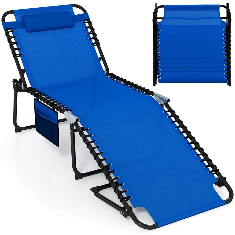 Extra-Large Outdoor Tanning Lounge Chair – 5-Position Adjustable Folding Chaise