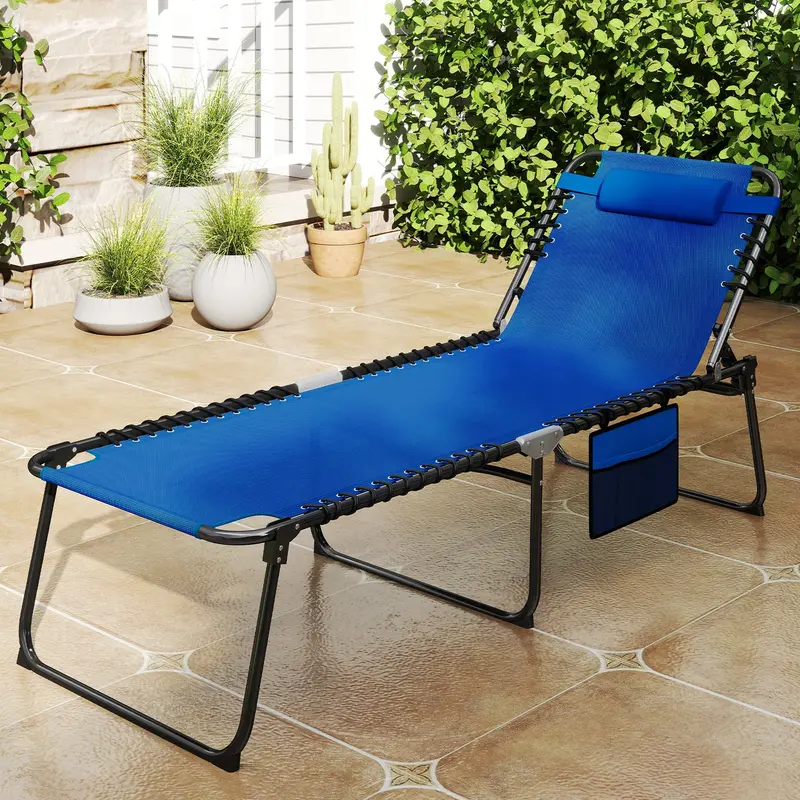 Extra-Large Outdoor Tanning Lounge Chair – 5-Position Adjustable Folding Chaise 2