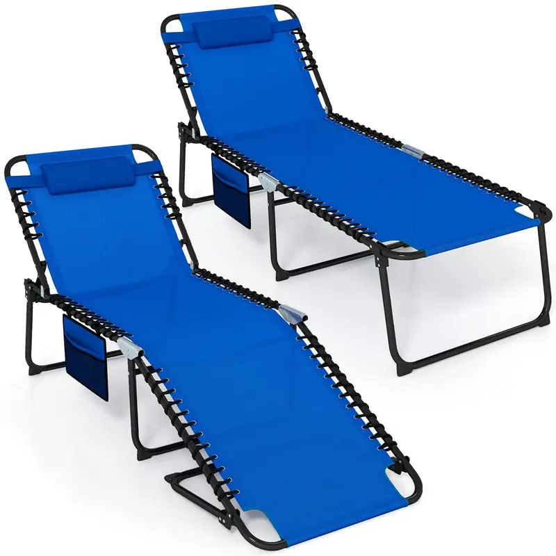 Extra-Large Outdoor Tanning Lounge Chair – 5-Position Adjustable Folding Chaise