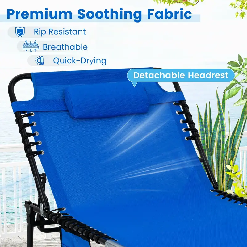 Extra-Large Outdoor Tanning Lounge Chair – 5-Position Adjustable Folding Chaise