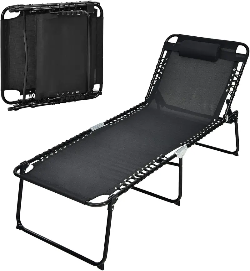 Extra-Large Outdoor Tanning Lounge Chair – 5-Position Adjustable Folding Chaise