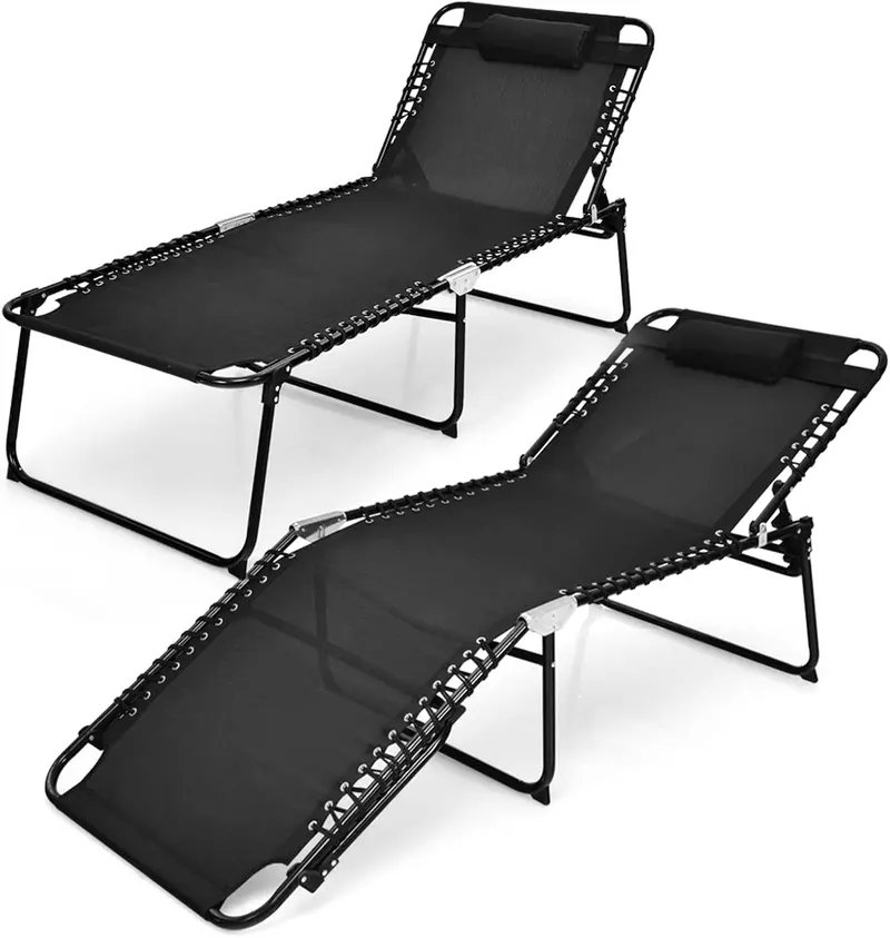 Extra-Large Outdoor Tanning Lounge Chair – 5-Position Adjustable Folding Chaise