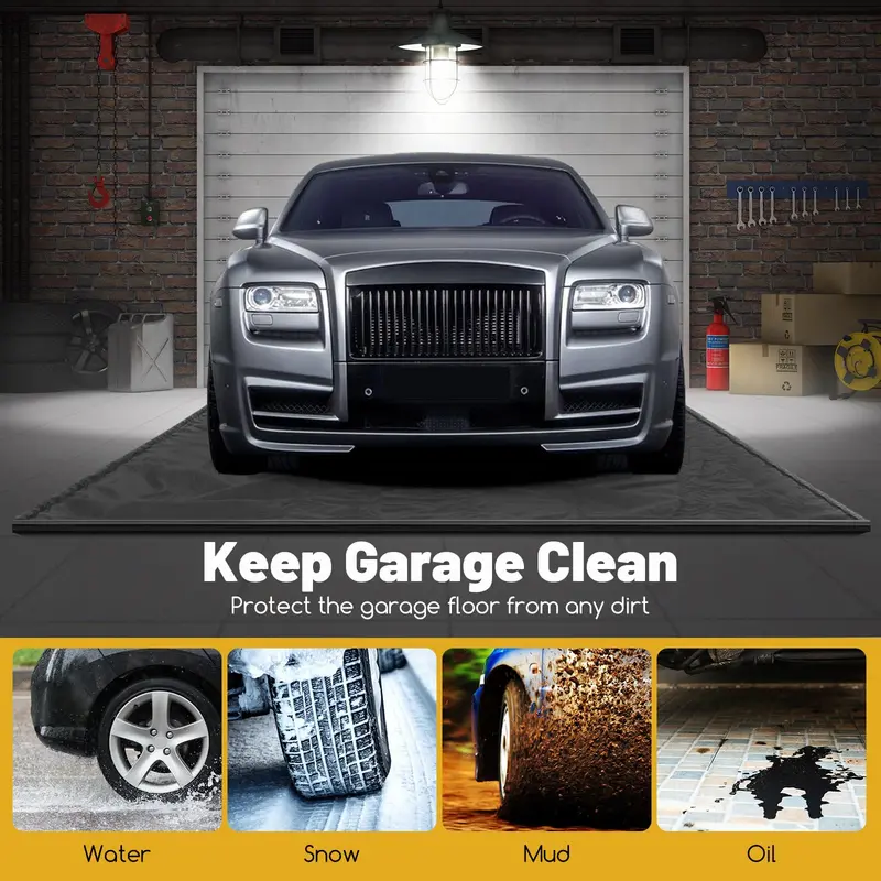 Extra-Large Waterproof Garage Floor Mat (22' x 9') for Under-Car Protection Against Mud, Rain, and Snow