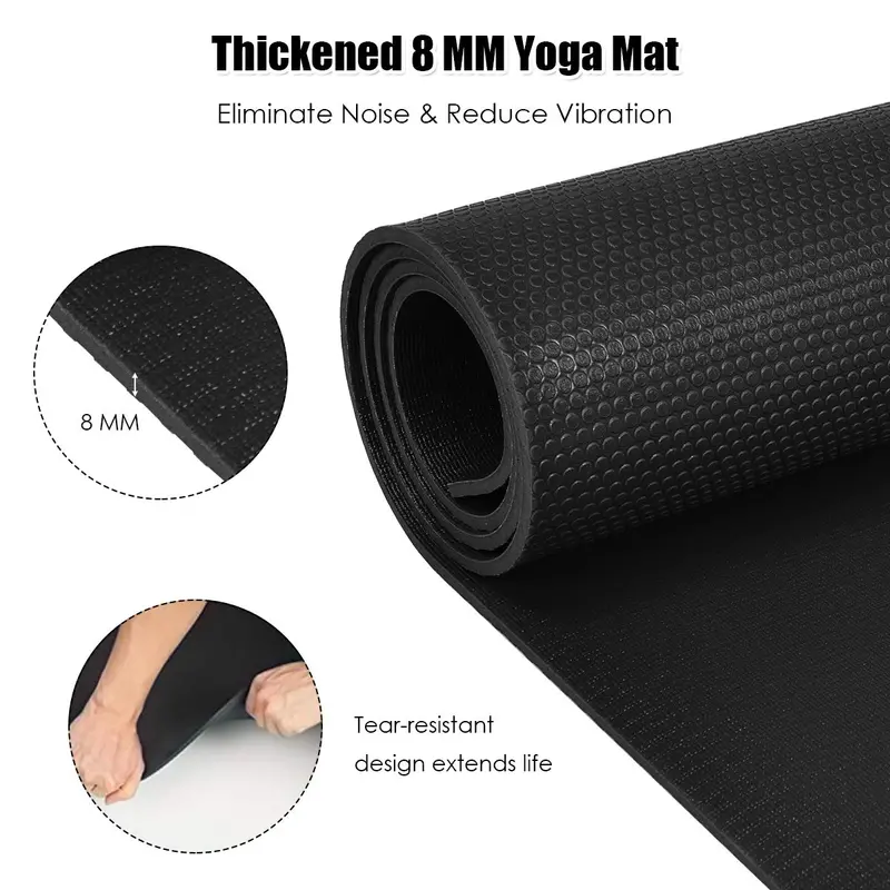 Extra-Large Yoga Mat – 7' x 5' & 6' x 4', 8mm Thick with Carrying Straps