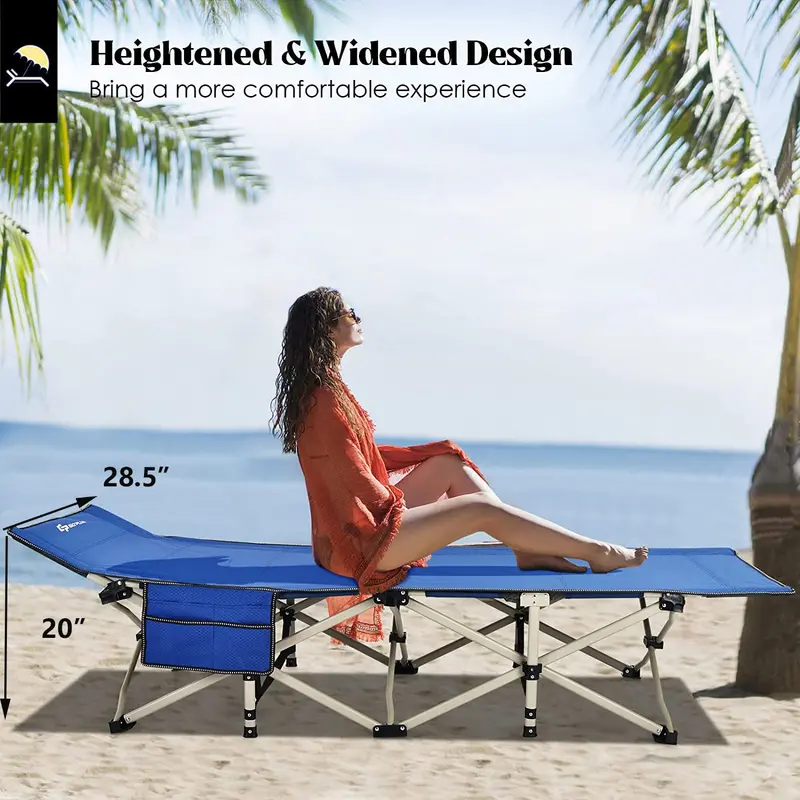 Extra-Wide Folding Camping Cot – Reinforced 28.5-Inch Wide Cot Supporting Up to 882 LB 2