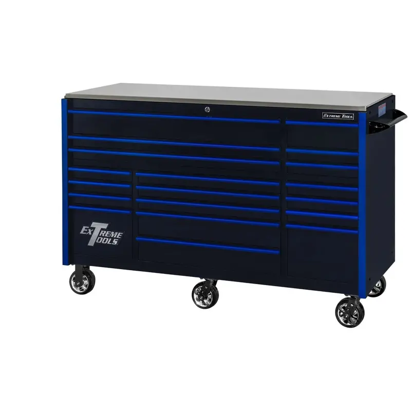 Extreme Tools RX250 Rolling Tool Cart – 72" x 30", 19-Drawer Design, 250-LB Drawer Slides