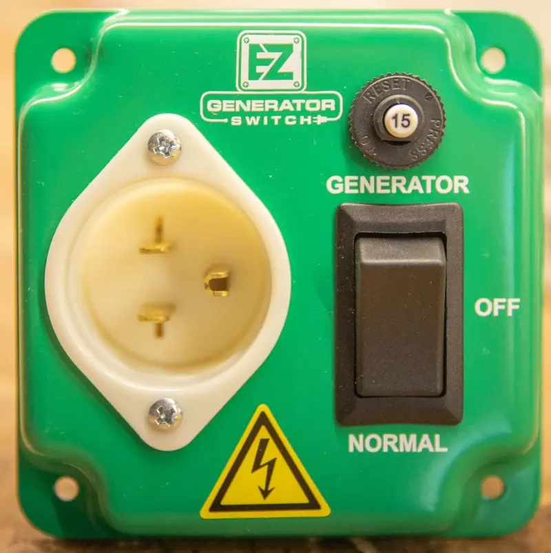 EZ Generator Transfer Switch – 15A 125V Manual Green Electrical Switch for Home Backup Power