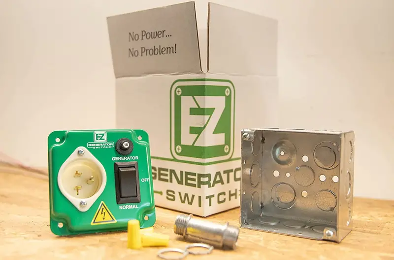 EZ Generator Transfer Switch – 15A 125V Manual Green Electrical Switch for Home Backup Power