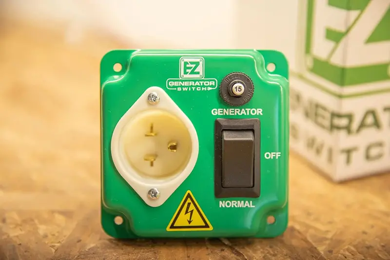 EZ Generator Transfer Switch – 15A 125V Manual Green Electrical Switch for Home Backup Power