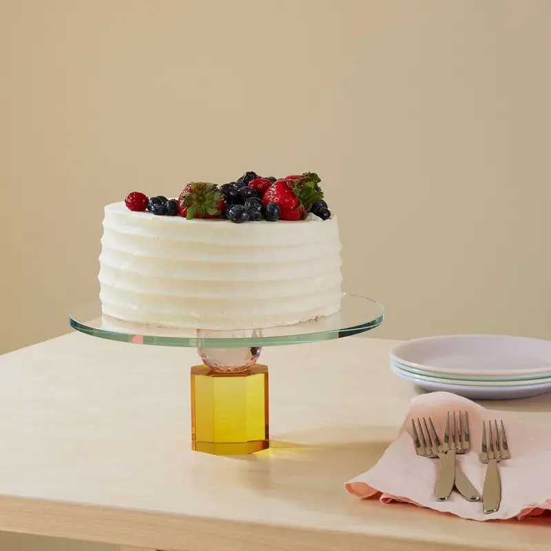 Faceted Crystal Tiered Cake Display Stand