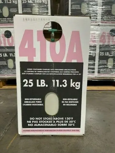 Factory-Sealed R-410A Refrigerant – 25 lb Purity-Certified HVAC Charging Cylinder