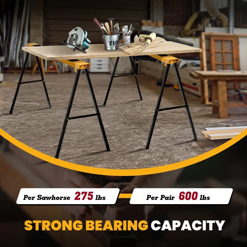 Fast-Deploy Folding Work Horse Stand – Dual-Package Portable Sawhorse with Quick-Open Legs