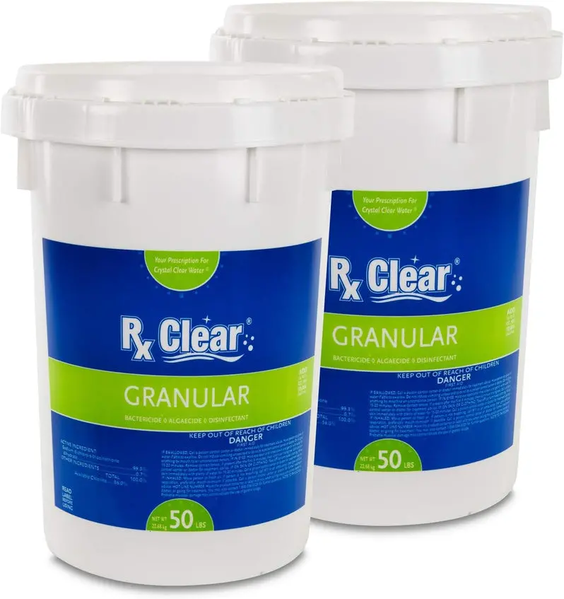 Fast-Dissolving, UV-Stabilized Granular Chlorine – 50-Pound Bucket for Pool and Spa Sanitization, Algaecide & Disinfectant