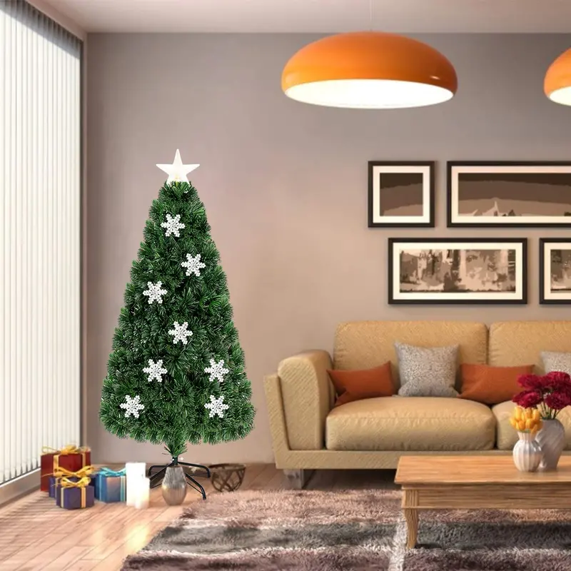 Fiber Optic Pre-Lit Artificial Christmas Tree with Twinkling Light Effects 2