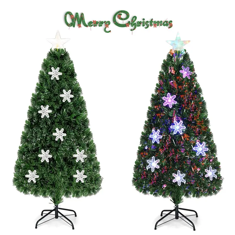 Fiber Optic Pre-Lit Artificial Christmas Tree with Twinkling Light Effects
