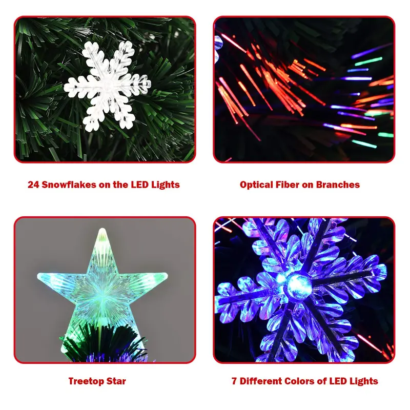 Fiber Optic Pre-Lit Artificial Christmas Tree with Twinkling Light Effects