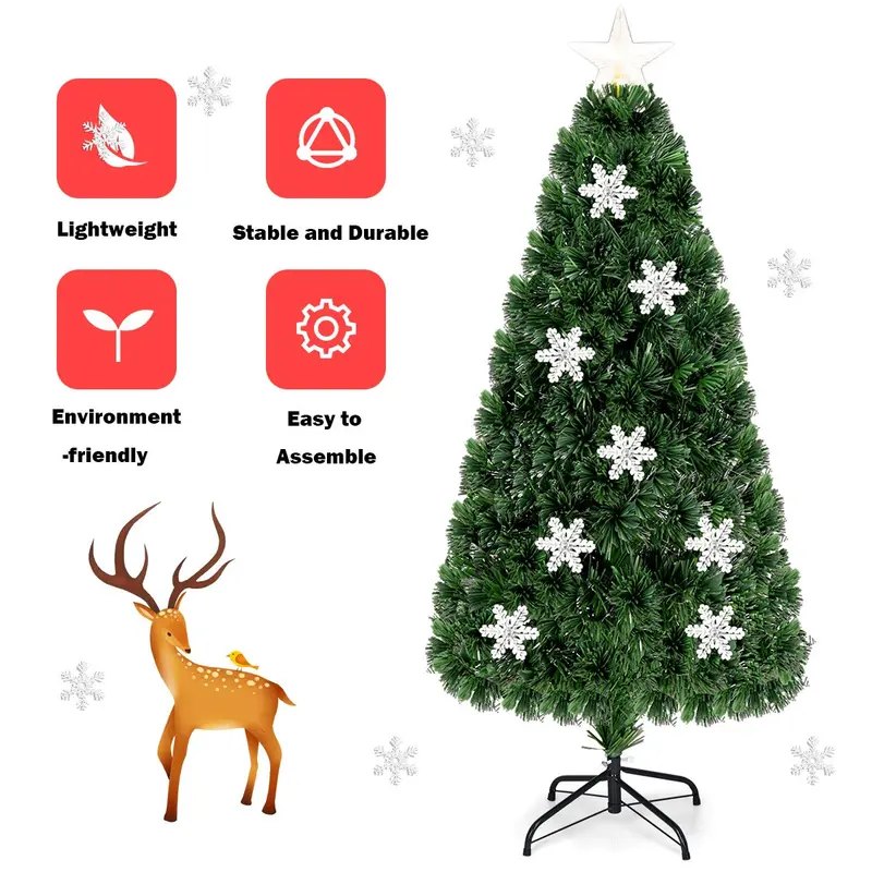 Fiber Optic Pre-Lit Artificial Christmas Tree with Twinkling Light Effects