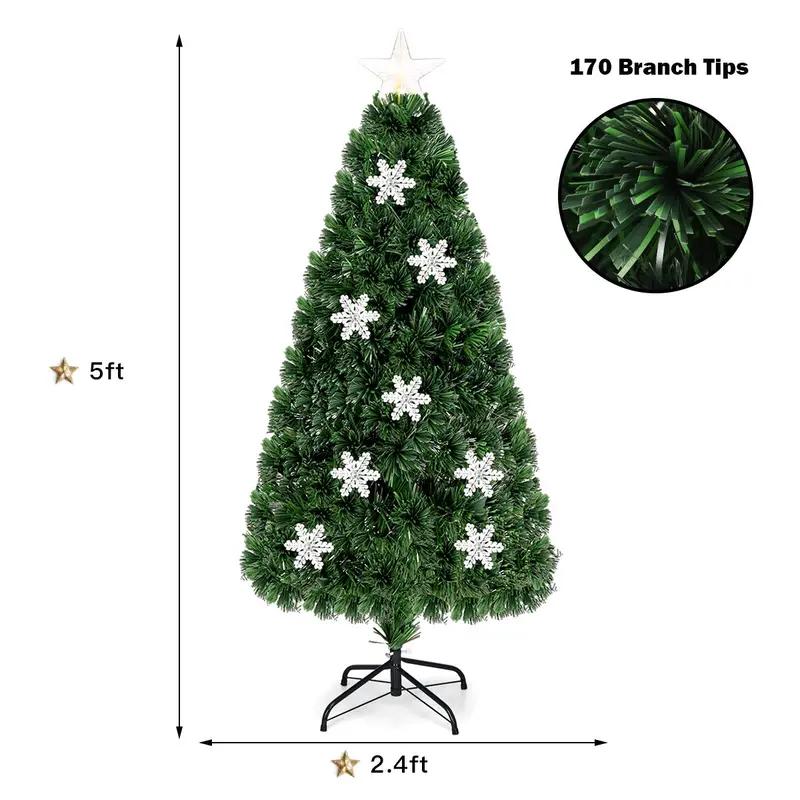 Fiber Optic Pre-Lit Artificial Christmas Tree with Twinkling Light Effects