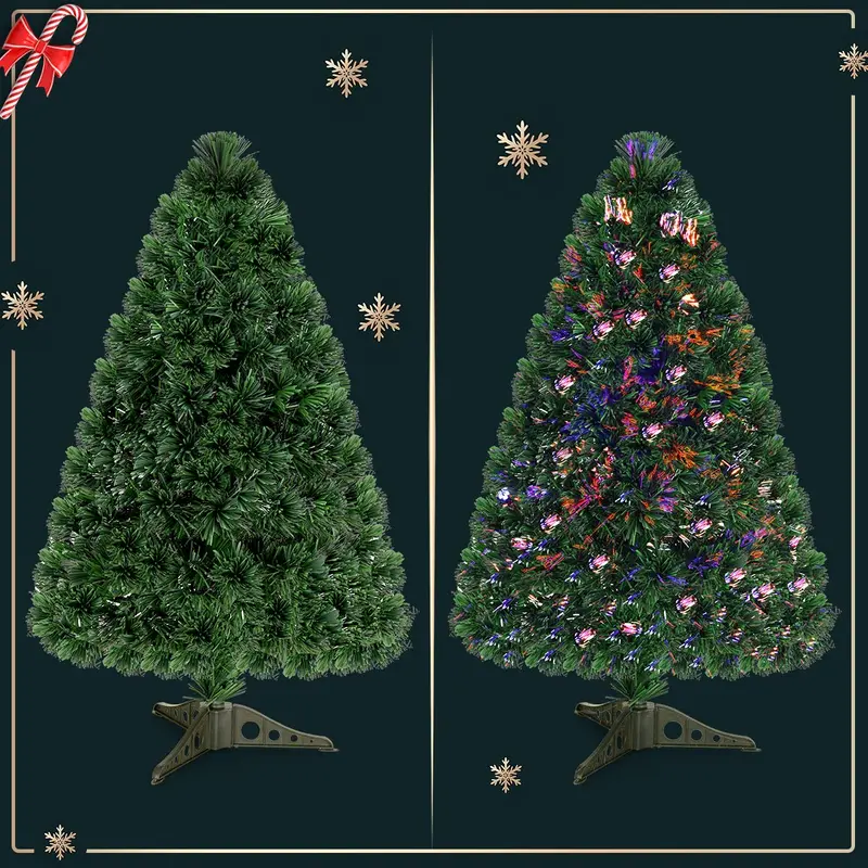 Fiber Optic Pre-Lit PVC Artificial Christmas Tree with Twinkling Lights 2