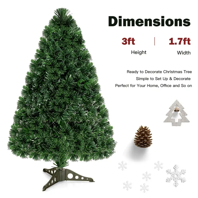 Fiber Optic Pre-Lit PVC Artificial Christmas Tree with Twinkling Lights