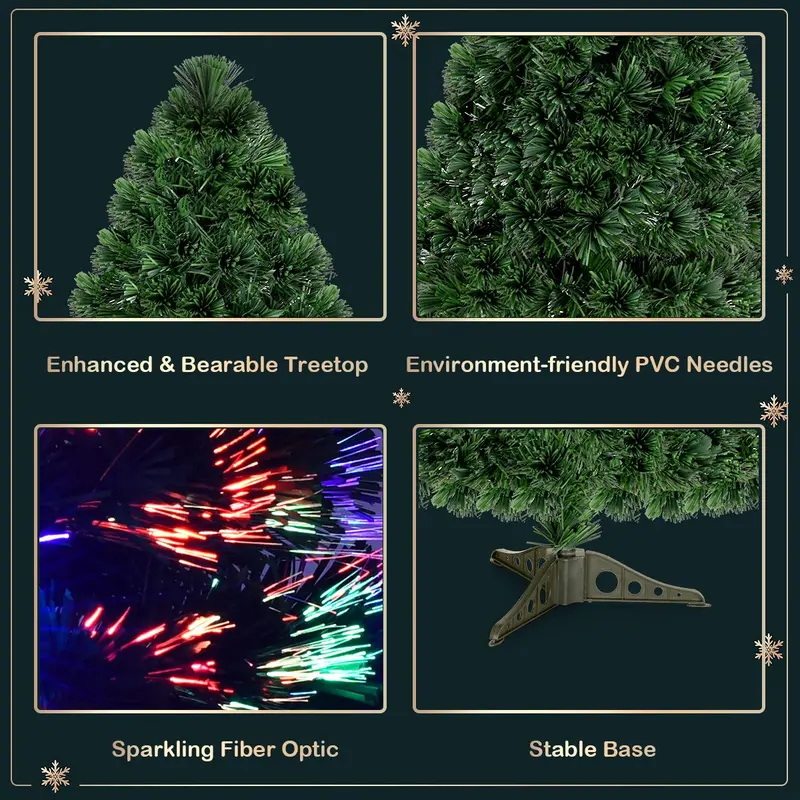 Fiber Optic Pre-Lit PVC Artificial Christmas Tree with Twinkling Lights