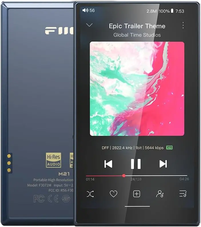 FiiO M21 Hi-Res Android 13 Music Player — Snapdragon 680, Dual DAC, Blue-Black Edition