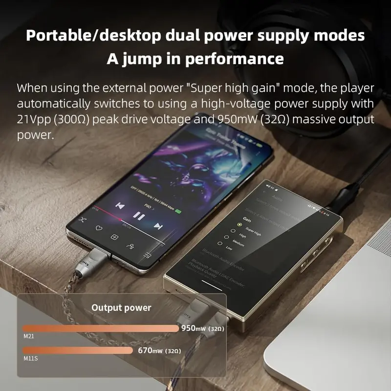 FiiO M21 Hi-Res Android 13 Music Player — Snapdragon 680, Dual DAC, Blue-Black Edition