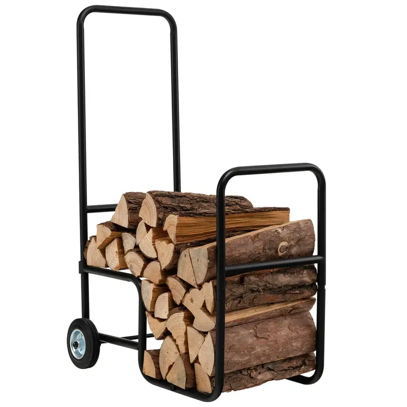 Firewood Cart with Anti-Slip Wheels – Indoor/Outdoor Log Carrier and Storage Rack