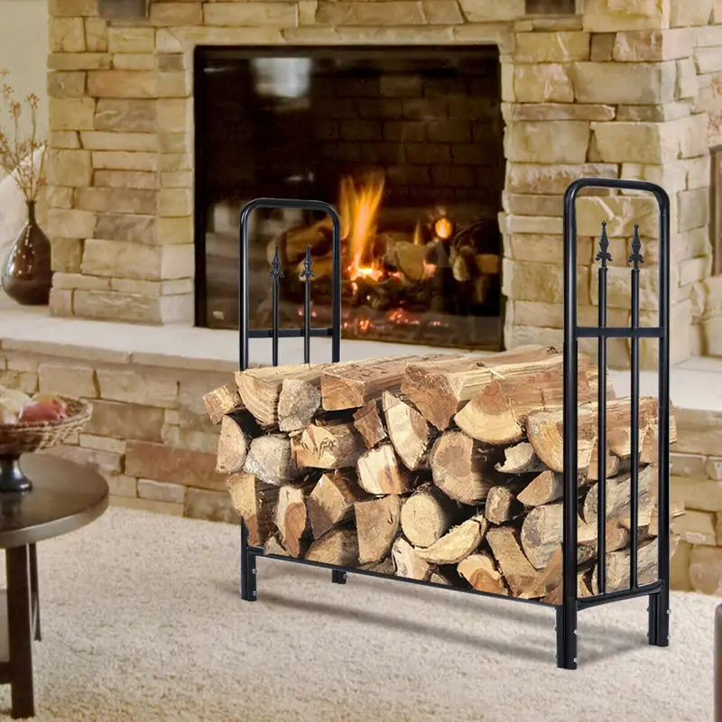 Firewood Log Rack – Dual-Purpose Indoor/Outdoor Fireplace Storage Stand