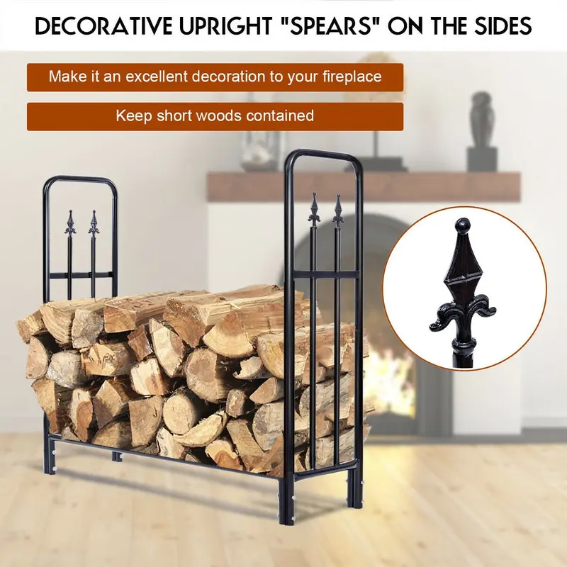 Firewood Log Rack – Dual-Purpose Indoor/Outdoor Fireplace Storage Stand