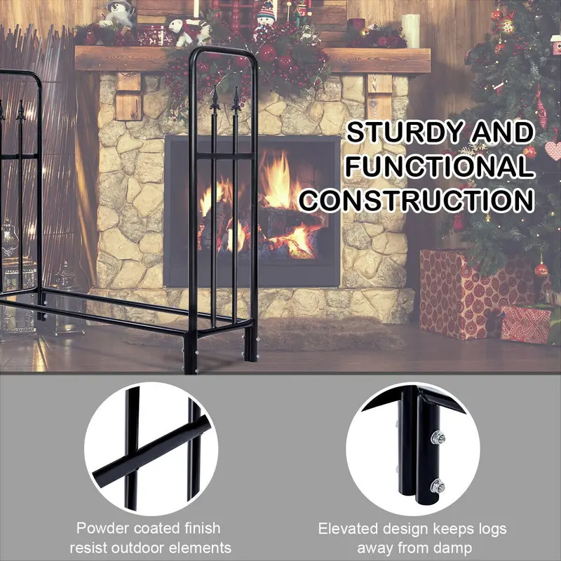 Firewood Log Rack – Dual-Purpose Indoor/Outdoor Fireplace Storage Stand