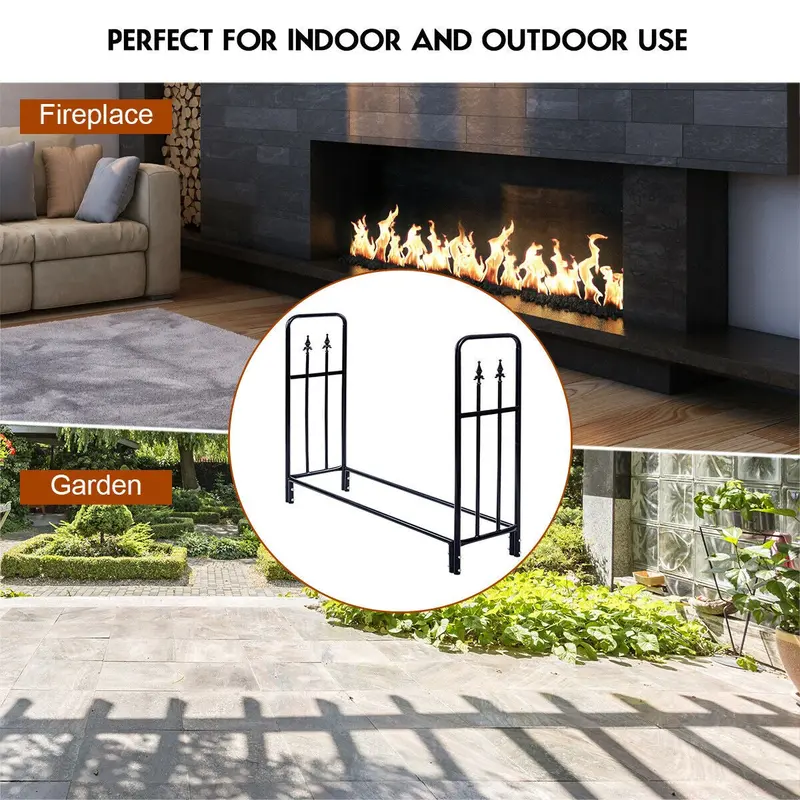 Firewood Log Rack – Dual-Purpose Indoor/Outdoor Fireplace Storage Stand