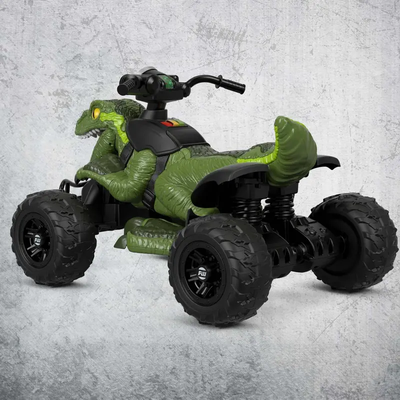 Fisher-Price Power Wheels Jurassic World Dino Racer ATV – 6 MPH Ride-On, Green Dinosaur-Themed Vehicle