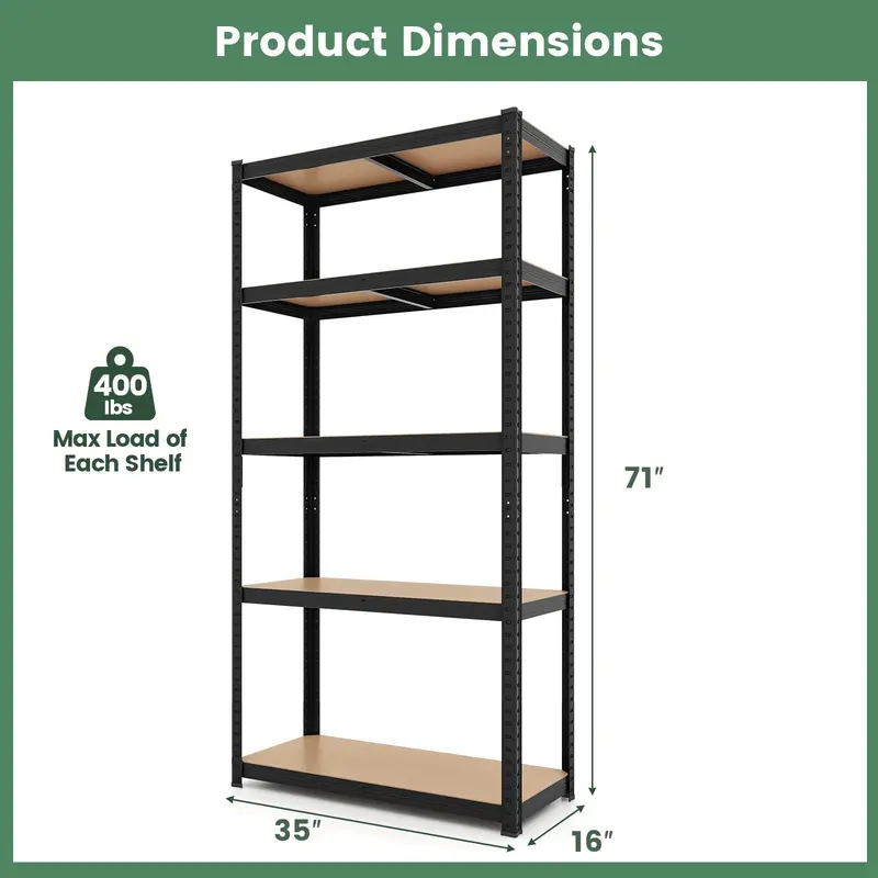 Five-Tier Adjustable Garage Shelving Unit – Heavy-Duty Multi-Use Storage System