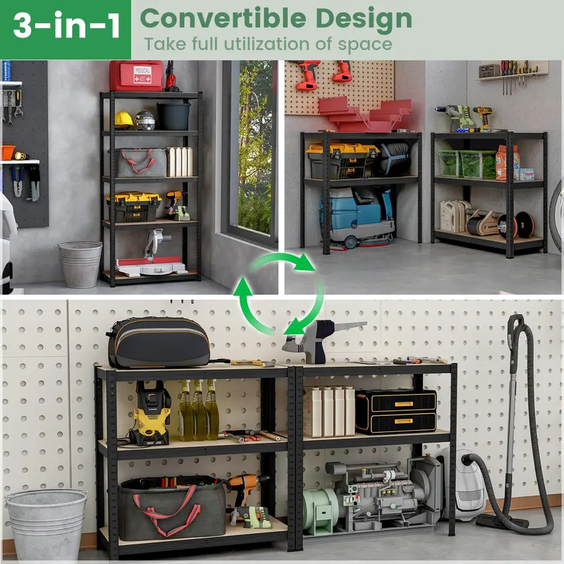 Five-Tier Adjustable Garage Shelving Unit – Heavy-Duty Multi-Use Storage System